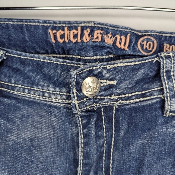 Rebel & Soul blinged sequin boot cut cowgirl Western jeans womans size 10 - Picture 4 of 9